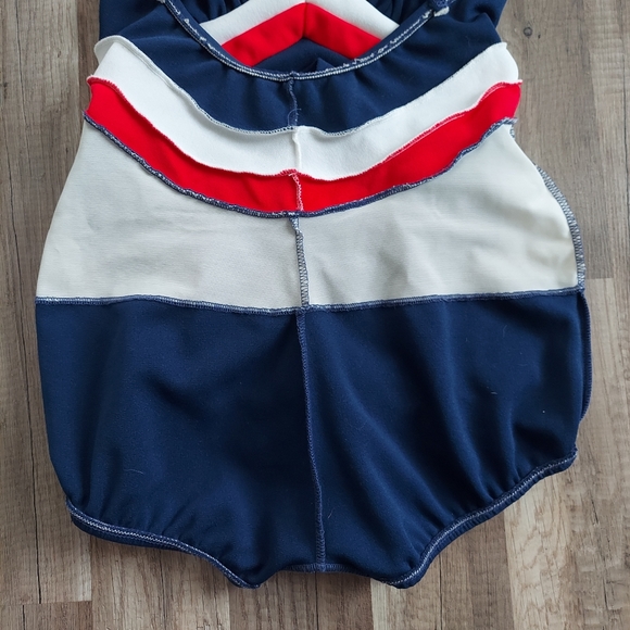 Vintage Robby Len Fashions Swimsuit 60s One Piece Modesty Panel Red White - Picture 8 of 16